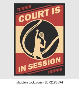 vintage poster design courts in session tennis retro illustration