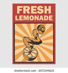 vintage poster design fresh lemonade retro illustration