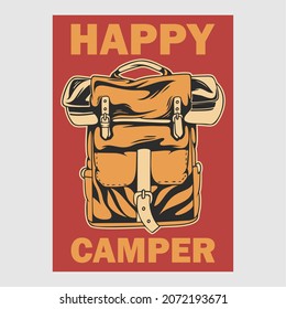 vintage poster design happy camper retro illustration