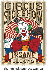 Vintage Poster Design With Illustration Of Clown