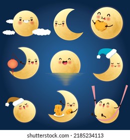 Vintage poster design with the moon characters