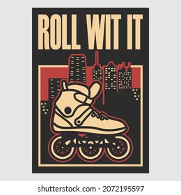 rollo vintage de diseño de afiches con ella ilustración retro