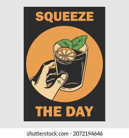 vintage poster design squeeze the day retro illustration