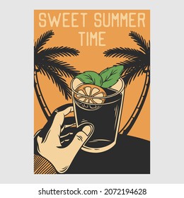 vintage poster design sweet summer time retro illustration
