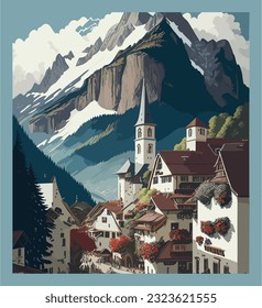 Vintage poster design of the Switzerland