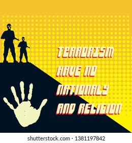 Vintage poster design with text Stop Terrorism, vector illustration, eps 10.