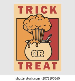 vintage poster design trick or treat retro illustration
