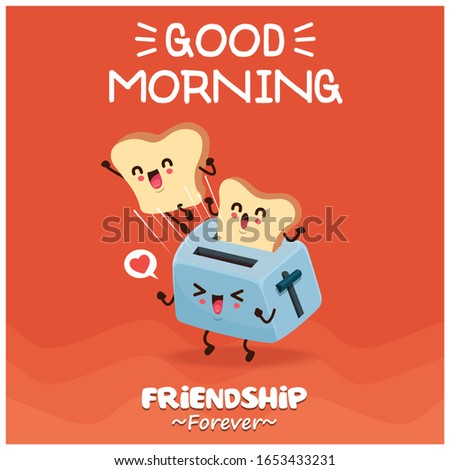 Vintage poster design with vector toast character. 