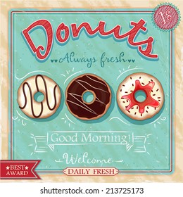 Vintage poster donuts (vector illustration)