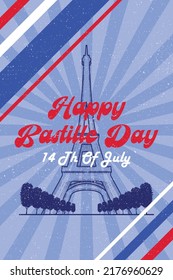 Vintage poster french national day or bastille day