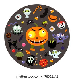 Vintage poster for Halloween. Flat vector illustration isolated icon