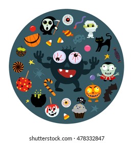 Vintage poster for Halloween. Flat vector illustration isolated icon