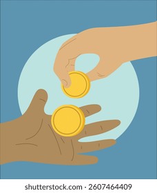 vintage poster hand giving coins