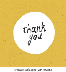 Vintage poster with hand-drawn lettering "thank you". On paper texture