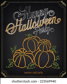 Vintage poster Happy Halloween. Invitation to Halloween party. Retro design