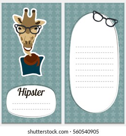 Vintage poster with hipster giraffe for notes
