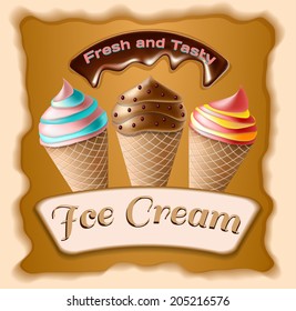 vintage poster with ice cream and chocolate