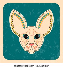 Vintage poster with the image of white cat head.
