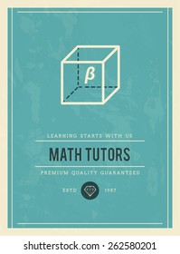 vintage poster for math tutors, vector illustration