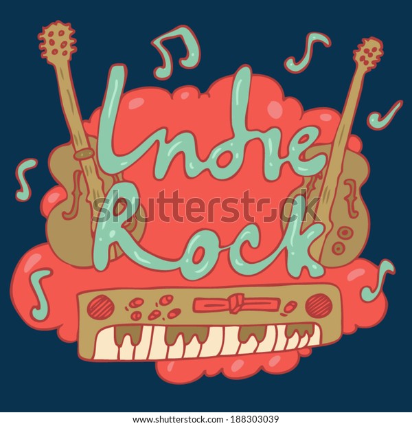 Vintage Poster of music (indie rock) vector\
illustration, hand\
drawn
