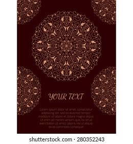 Vintage poster with oriental round ornaments and place for text. vector