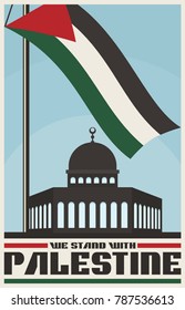 Vintage Poster for Palestine Propaganda. Flag or banner of Palestine. Vector image eps 8. For to all media print.