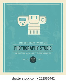 vintage poster for photography studio, vector illustration 