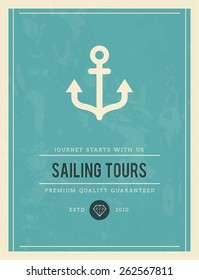vintage poster for sailing tours, vector illustration
