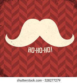 Vintage poster with Santa mustache and "ho-ho-ho!" word.