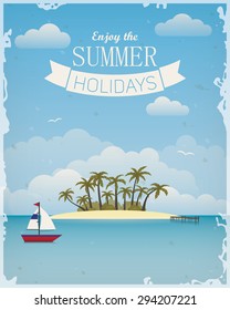 Vintage poster with seaside view