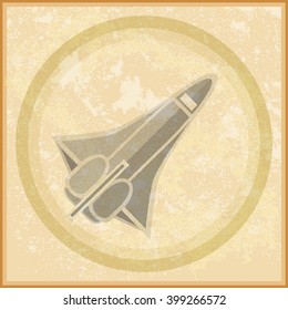 Vintage poster with shuttle launch on a grunge background. 