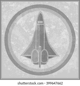 Vintage poster with shuttle launch on a grunge background.