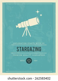 vintage poster for stargazing, vector illustration