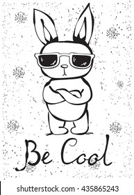Vintage poster with stylish cool rabbit. 