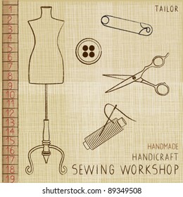 Vintage poster with tailoring elements 1