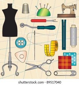 Vintage poster with tailoring elements 4