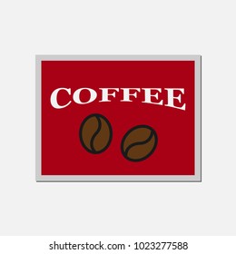 Vintage poster template with coffee beans flat line vector icon.