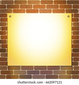 Vintage poster template mockup on brick wall