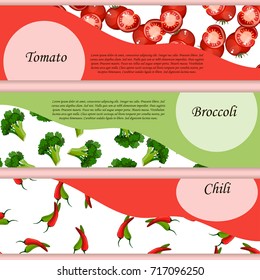 Vintage poster template for tomato, broccoli or chili banner. Retro vegetables label design. natural product closeup on background. symbol for sauce product label or grocery store