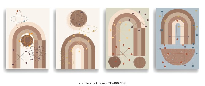 Vintage Posters With Atomic Design Elements . Mid Century Modern . Wall Art , Home Deco . Vector Abstract Shape.