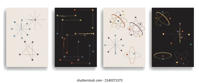 Vintage Posters With Atomic Design Elements . Mid Century Modern . Wall Art , Home Deco . Vector Abstract Shape.