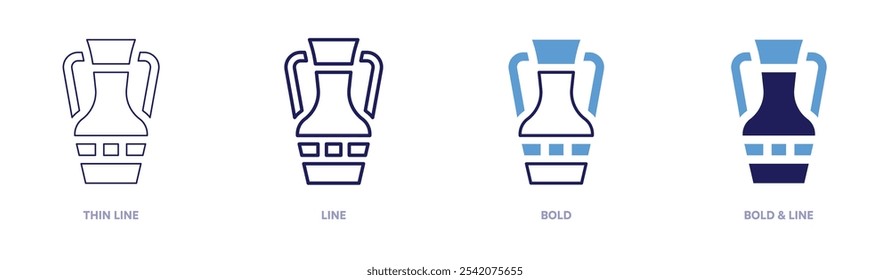 Vintage pottery icon in 4 different styles. Thin Line, Line, Bold, and Bold Line. Duotone style. Editable stroke.