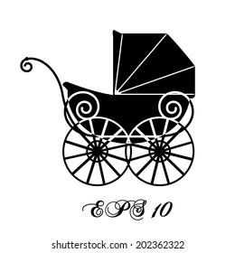 Vintage pram for baby. Vector illustration