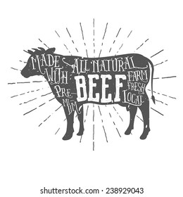 Vintage premium beef typographic label