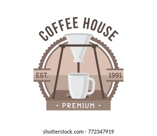 Vintage Premium Coffee Shop Badge Logo Illustration