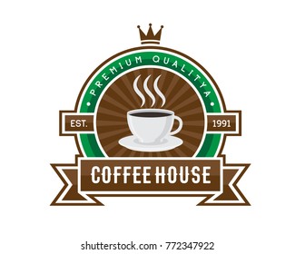 Vintage Premium Coffee Shop Badge Logo Illustration