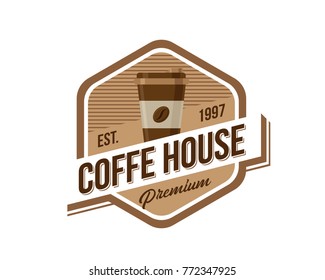 Vintage Premium Coffee Shop Badge Logo Illustration