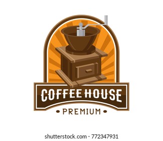 Vintage Premium Coffee Shop Badge Logo Illustration