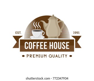 Vintage Premium Coffee Shop Badge Logo Illustration