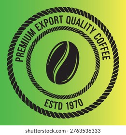 Vintage premium export quality coffee logo design with rope border